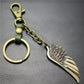 High-quality brushed retro alloy angel wings pendant leather key chain clothing accessories car key ring