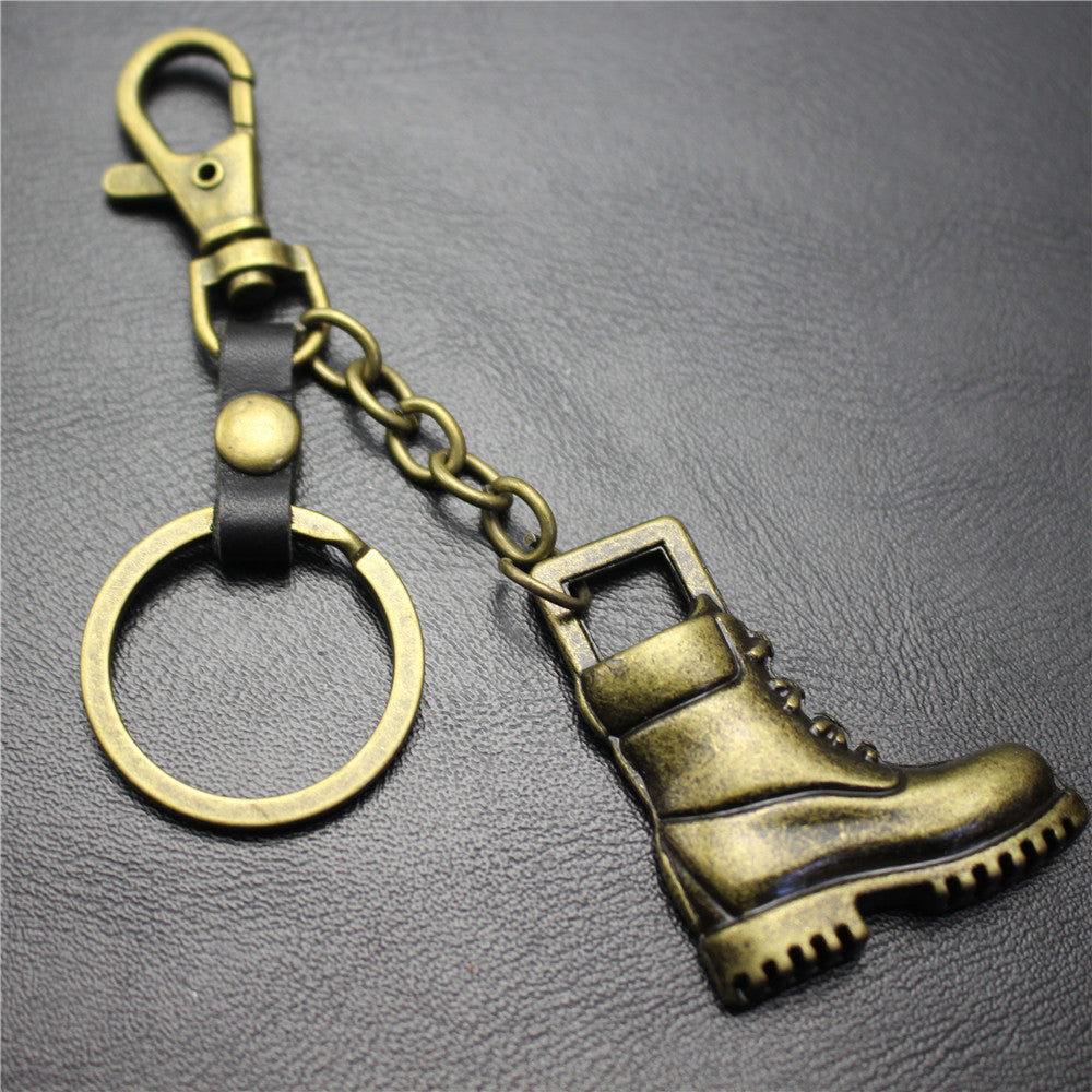 Retro horse boots key chain brushed shiny alloy accessories car key bag pendant gift Taobao gift