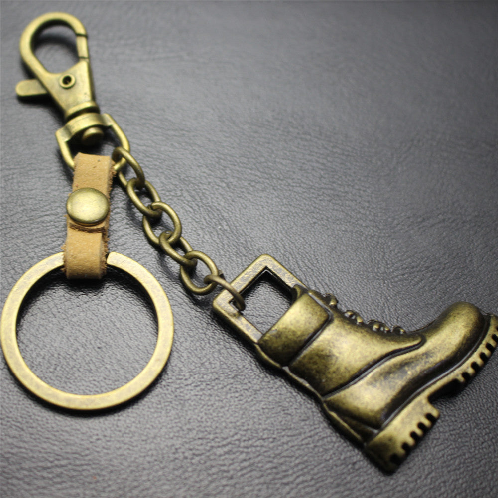Retro horse boots key chain brushed shiny alloy accessories car key bag pendant gift Taobao gift