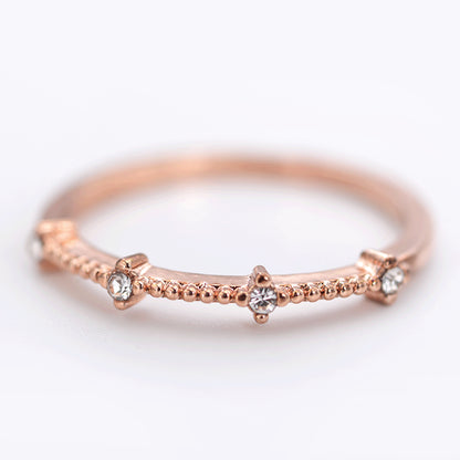 Simple style 4 small broken diamonds small fresh ring ring jewelry