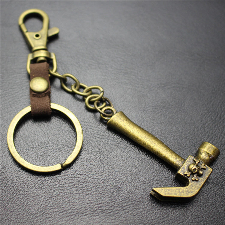 Pirate Hammer Alloy Pendant Keychain Bronze Antique Silver Quality Accessories Car Key Ring Bag Pendant