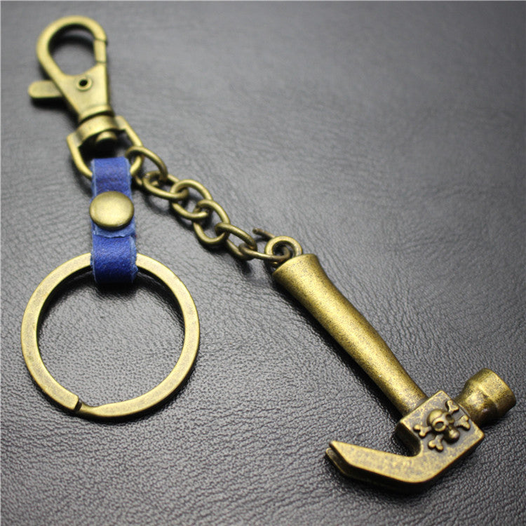 Pirate Hammer Alloy Pendant Keychain Bronze Antique Silver Quality Accessories Car Key Ring Bag Pendant