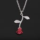 Red Rose Pendant Necklace Female Cute Plant Flower Clavicle Chain Jewelry