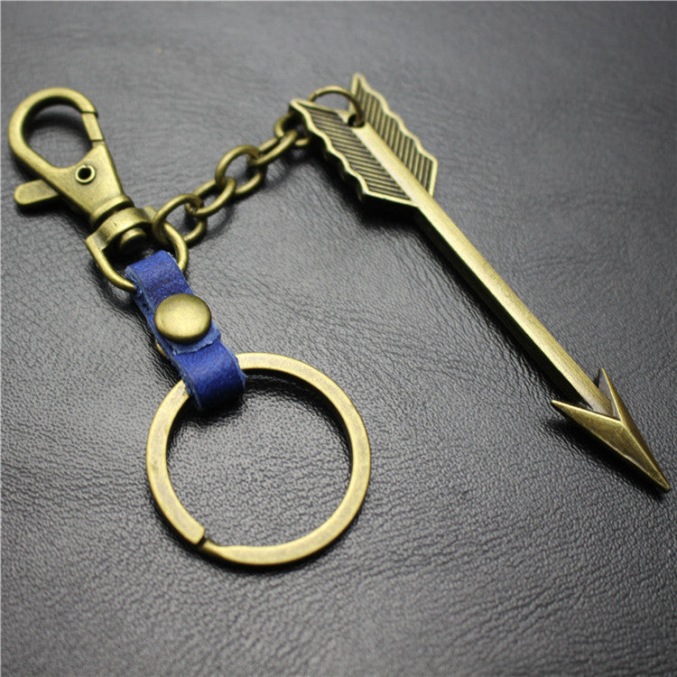 Large Arrow Alloy Pendant Leather Keychain Retro Key Ring Pendant Korean Wave Jewelry