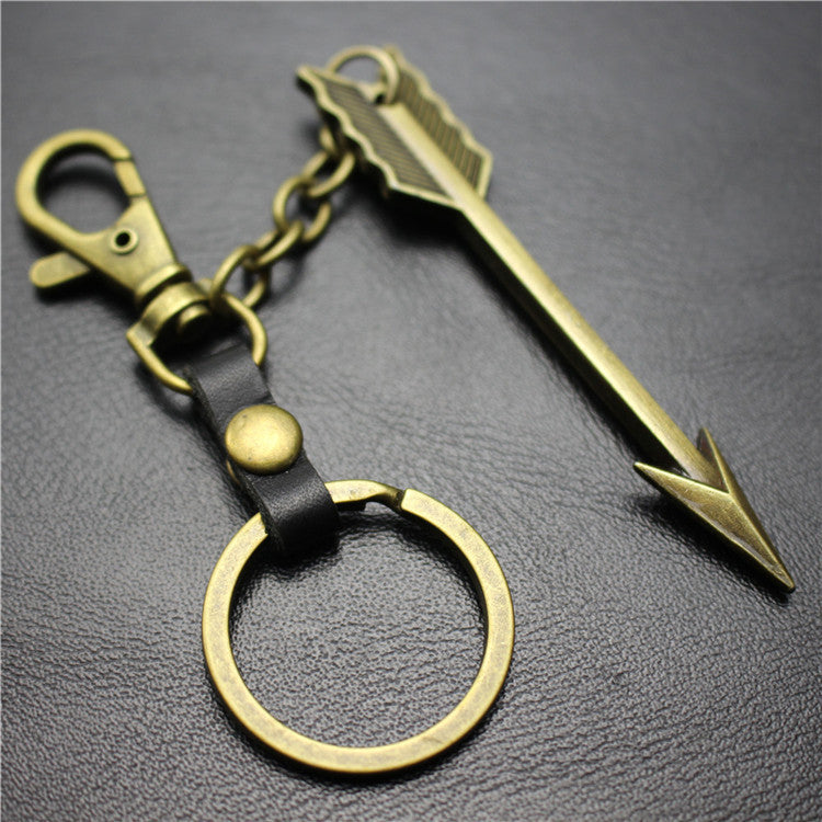 Large Arrow Alloy Pendant Leather Keychain Retro Key Ring Pendant Korean Wave Jewelry