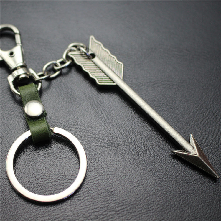 Large Arrow Alloy Pendant Leather Keychain Retro Key Ring Pendant Korean Wave Jewelry