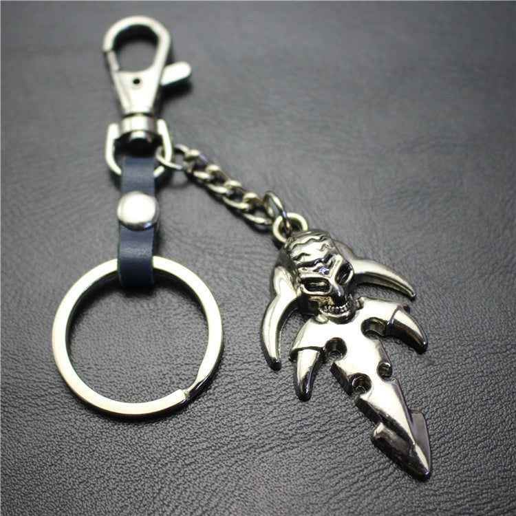 Reaper Skull Alloy Pendant Leather Keychain Retro Key Ring Pendant Jewelry