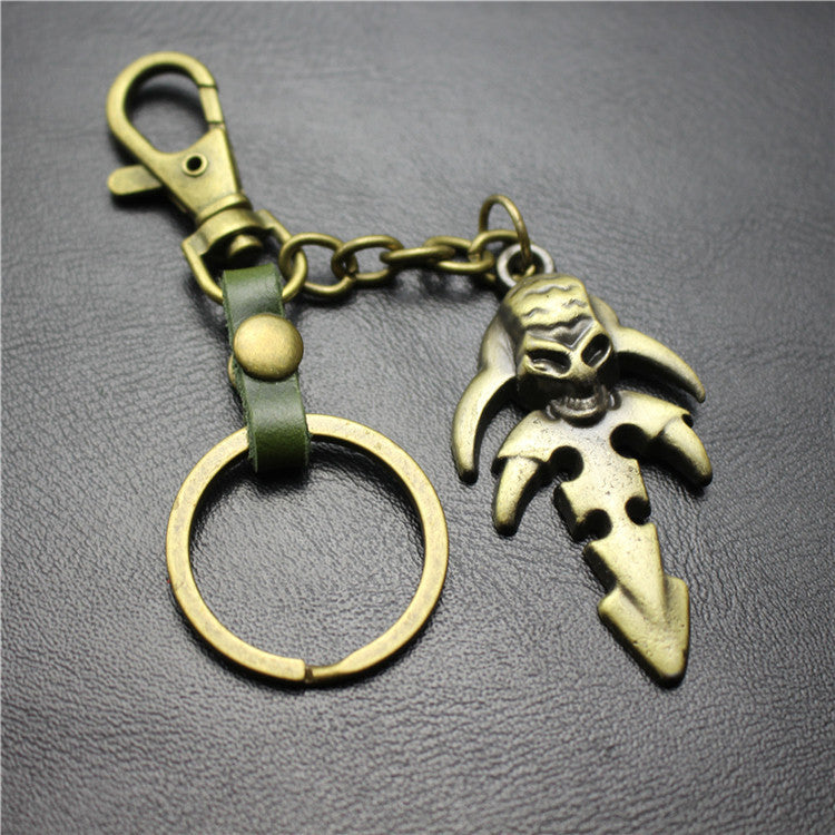 Reaper Skull Alloy Pendant Leather Keychain Retro Key Ring Pendant Jewelry