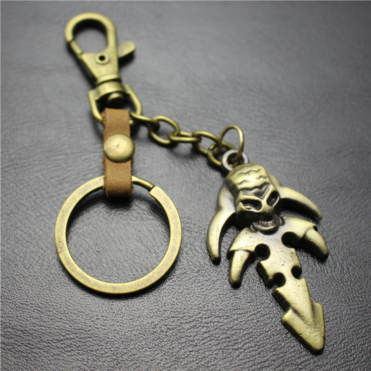 Reaper Skull Alloy Pendant Leather Keychain Retro Key Ring Pendant Jewelry