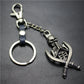 Double Sword Reaper Skull Alloy Pendant Leather Keychain Retro Key Ring Pendant Gift