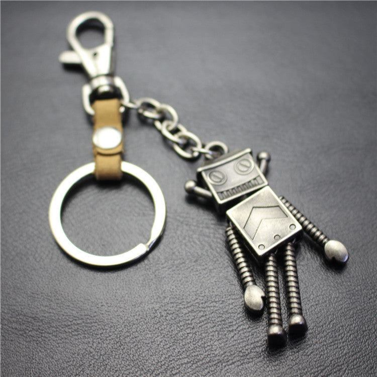 Robot Robot Alloy Pendant Keychain Ancient Silver Key Ring Jewelry Accessories Bag Pendant