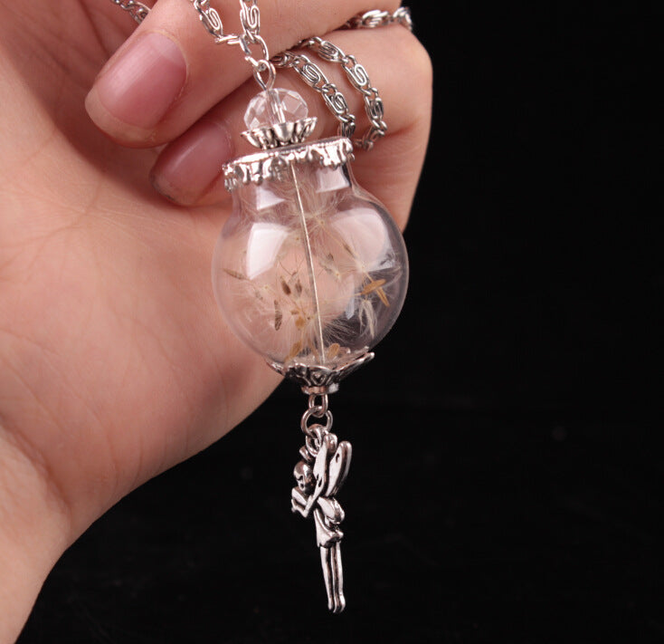 Creative Wish Dandelion Seed Glass Ball Pendant Necklace Fashion Handmade Jewelry