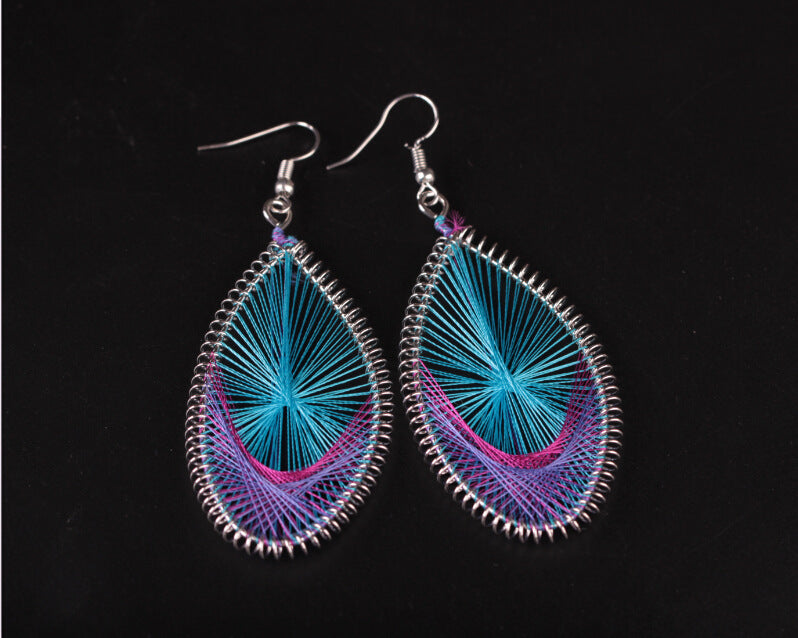 Fashion and popular silk thread earrings handmade oval exaggerated earrings jewelry