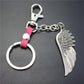 High-quality brushed retro alloy angel wings pendant leather key chain clothing accessories car key ring