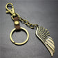 High-quality brushed retro alloy angel wings pendant leather key chain clothing accessories car key ring