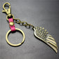 High-quality brushed retro alloy angel wings pendant leather key chain clothing accessories car key ring