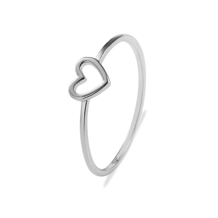 Simple hollow love peach heart heart-shaped ring 925 logo copper jewelry electroplated silver ring