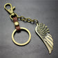 High-quality brushed retro alloy angel wings pendant leather key chain clothing accessories car key ring