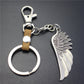 High-quality brushed retro alloy angel wings pendant leather key chain clothing accessories car key ring