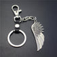 High-quality brushed retro alloy angel wings pendant leather key chain clothing accessories car key ring