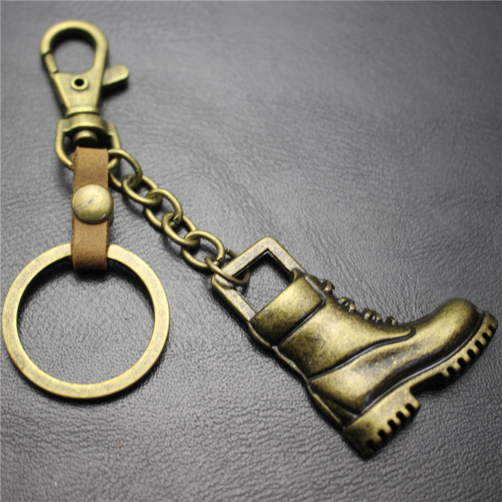 Retro horse boots key chain brushed shiny alloy accessories car key bag pendant gift Taobao gift