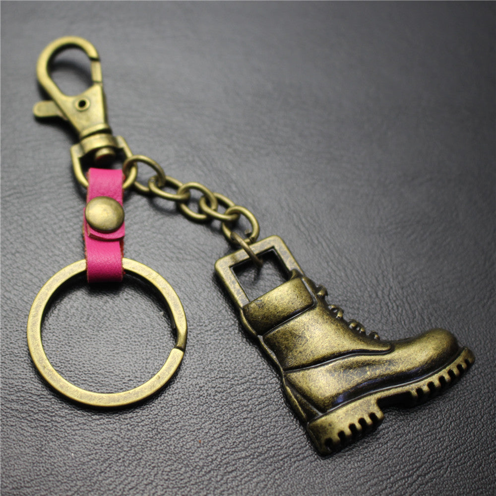 Retro horse boots key chain brushed shiny alloy accessories car key bag pendant gift Taobao gift