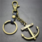 Sailing diary, big anchor, alloy key chain, leather middleware, accessories, key ring, bag, pendant