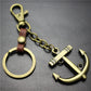 Sailing diary, big anchor, alloy key chain, leather middleware, accessories, key ring, bag, pendant