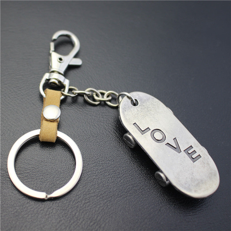 Alloy Brushed Surface Scooter Keychain Retro Key Ring Jewelry Bag Pendant