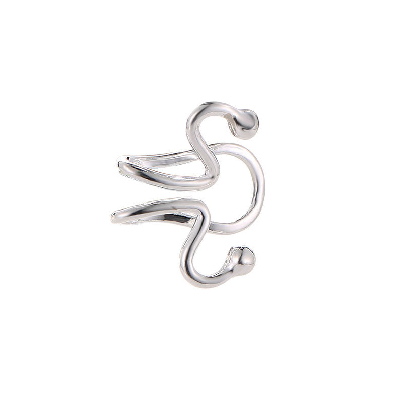 Exaggerated Personality Simple Snake Bone Match Head Curved Shape Geometric Ear Clip Popular No Pierced Earrings