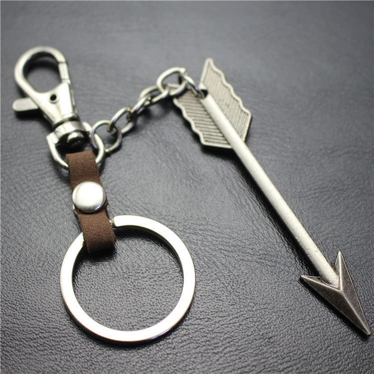 Large Arrow Alloy Pendant Leather Keychain Retro Key Ring Pendant Korean Wave Jewelry