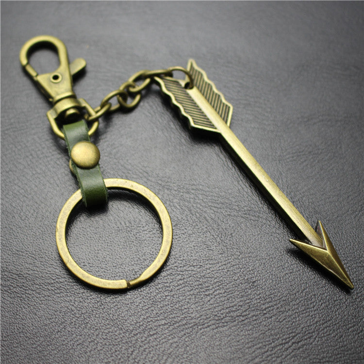 Large Arrow Alloy Pendant Leather Keychain Retro Key Ring Pendant Korean Wave Jewelry