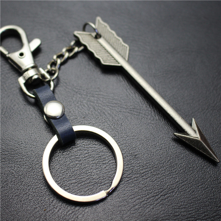 Large Arrow Alloy Pendant Leather Keychain Retro Key Ring Pendant Korean Wave Jewelry