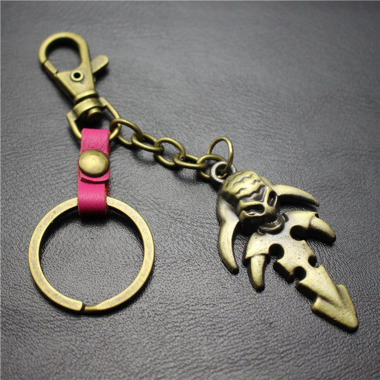 Reaper Skull Alloy Pendant Leather Keychain Retro Key Ring Pendant Jewelry