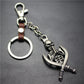 Double Sword Reaper Skull Alloy Pendant Leather Keychain Retro Key Ring Pendant Gift