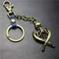 Double Sword Reaper Skull Alloy Pendant Leather Keychain Retro Key Ring Pendant Gift