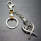 Double Sword Reaper Skull Alloy Pendant Leather Keychain Retro Key Ring Pendant Gift
