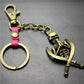 Double Sword Reaper Skull Alloy Pendant Leather Keychain Retro Key Ring Pendant Gift