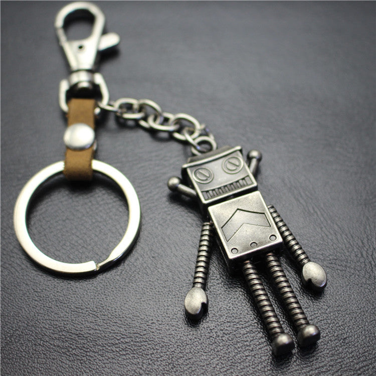 Robot Robot Alloy Pendant Keychain Ancient Silver Key Ring Jewelry Accessories Bag Pendant