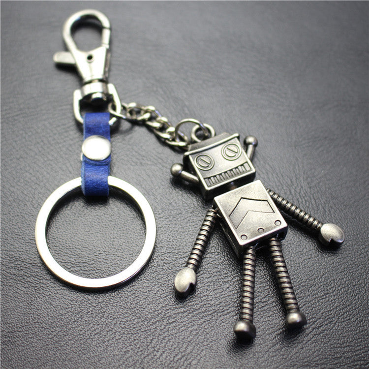 Robot Robot Alloy Pendant Keychain Ancient Silver Key Ring Jewelry Accessories Bag Pendant