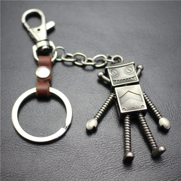 Robot Robot Alloy Pendant Keychain Ancient Silver Key Ring Jewelry Accessories Bag Pendant