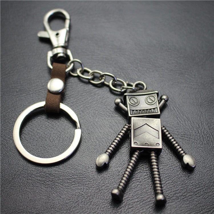 Robot Robot Alloy Pendant Keychain Ancient Silver Key Ring Jewelry Accessories Bag Pendant
