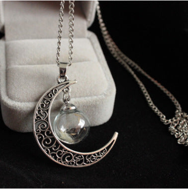 Creative Wish Dandelion Seed Glass Ball Pendant Necklace Fashion Handmade Jewelry