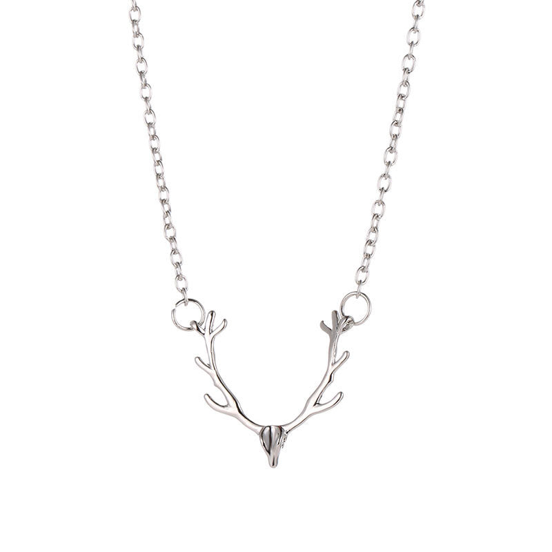 ins Christmas small antlers deer head elk necklace female fashion jewelry