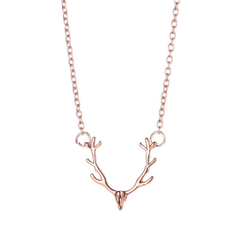 ins Christmas small antlers deer head elk necklace female fashion jewelry