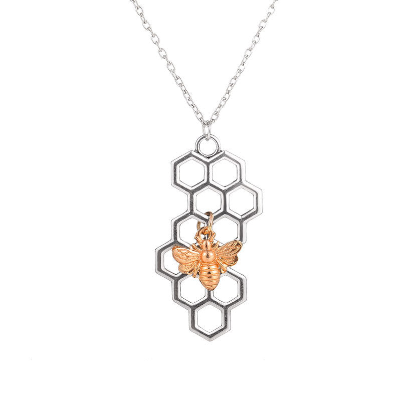 Hexagonal Honeycomb Necklace Fashion Creative Niche Design Bee Clavicle Chain Jewelry