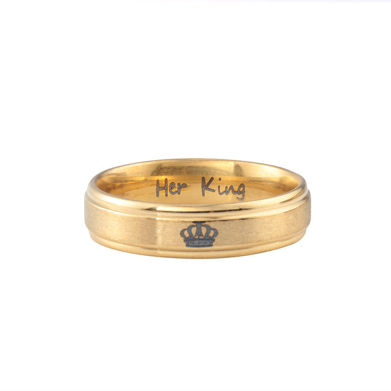 Fashion stainless steel ring herKinghisQueen king and queen couple ring jewelry