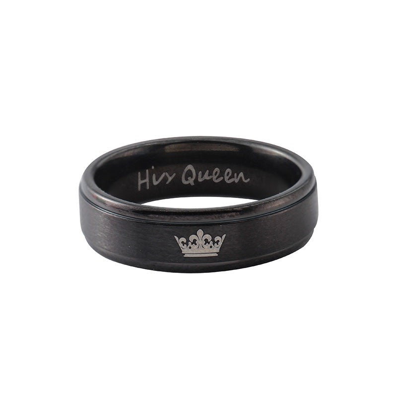Fashion stainless steel ring herKinghisQueen king and queen couple ring jewelry