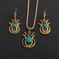 Fashion Vintage Alloy Diamond Necklace Drop Shaped Gemstone Earrings Three-Piece Set Jewelry