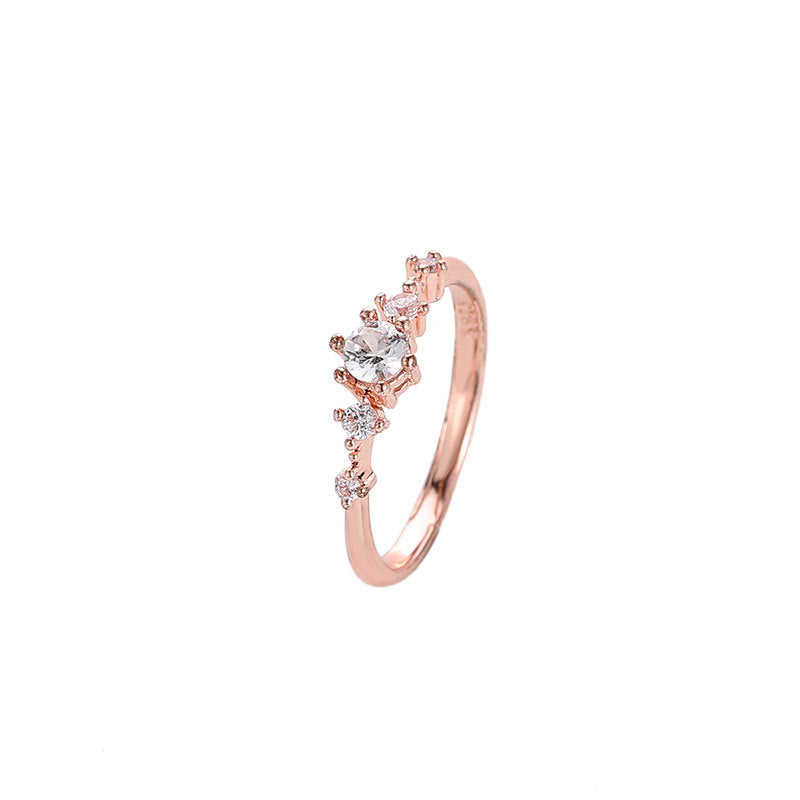 Flash diamond studded metal ring tail ring full of diamonds small fresh copper ring female